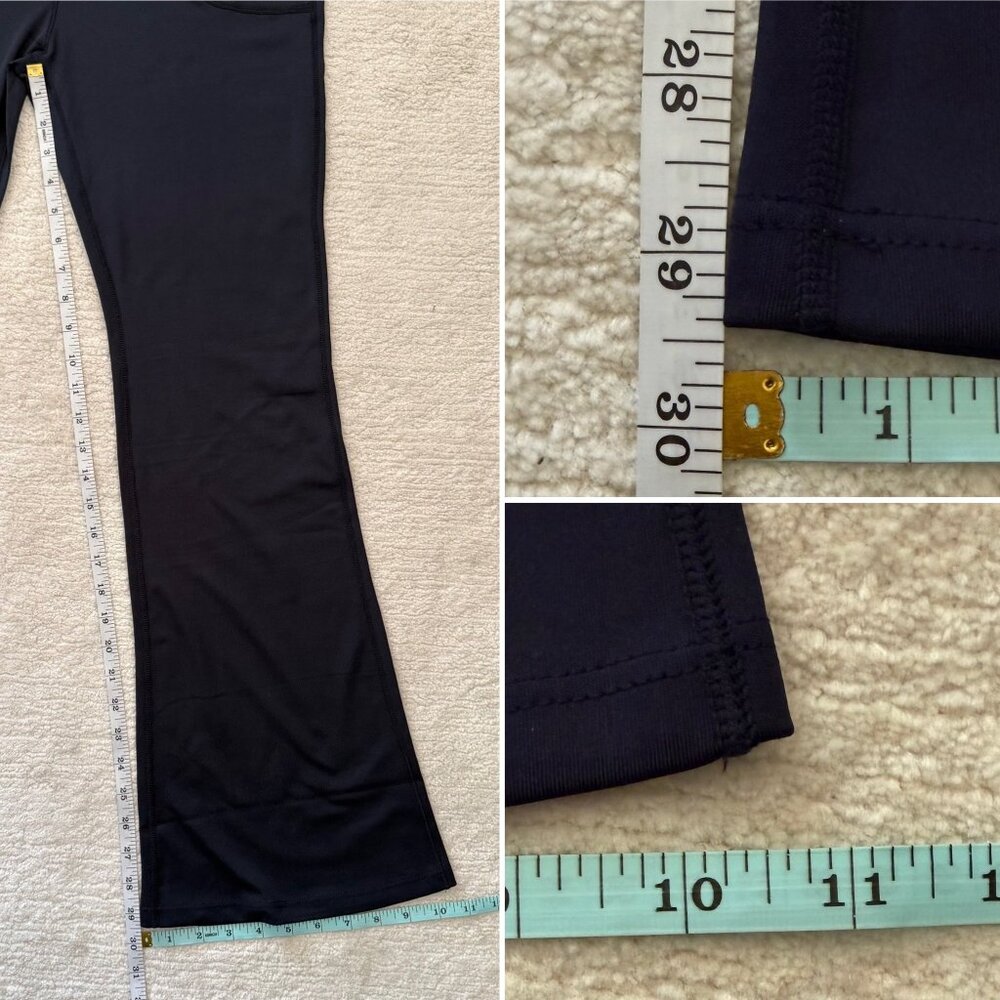 Flared Knit Pull On Pants Womens Large Navy Blue with Pockets - Picture 7 of 8